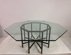 "Jansen Style" Octagonal Dining Table in Gun Metal and Brass by Karl Springer