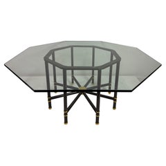 "Jansen Style" Octagonal Dining Table in Gun Metal and Brass by Karl Springer