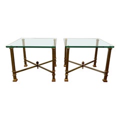 Jansen Style Steel and Brass End Tables - a pair