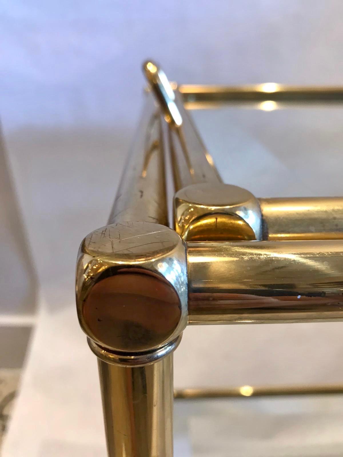 Jansen  Two-Tiered Brass Bar Cart with Mirror Trim 4