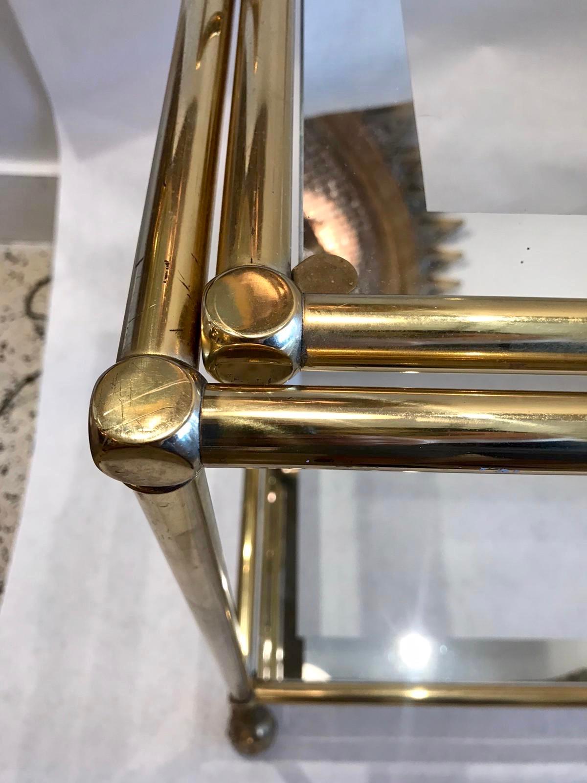 Jansen  Two-Tiered Brass Bar Cart with Mirror Trim 2