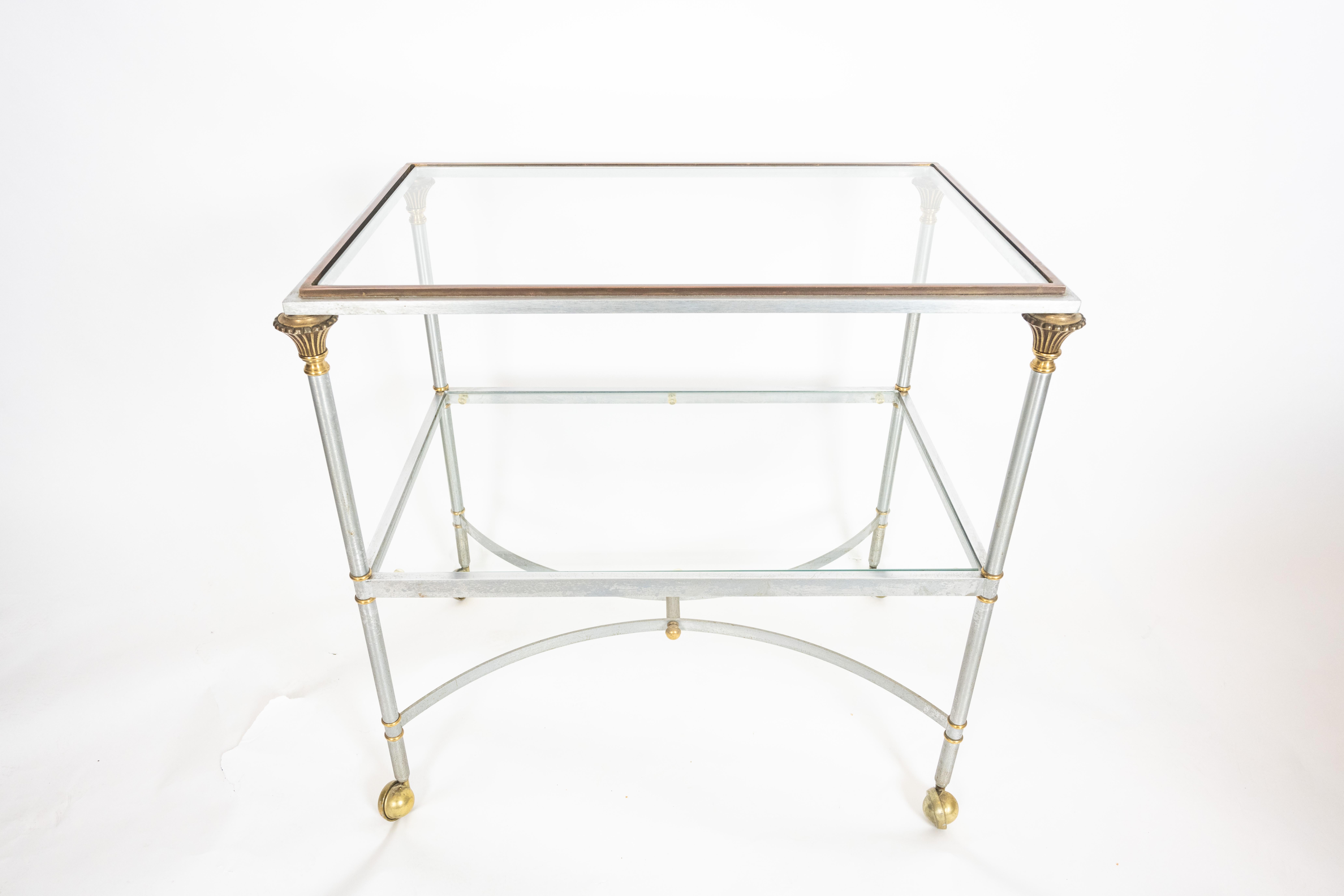 Jansen-Style Two-Tiered Steel and Bronze Cart For Sale 1