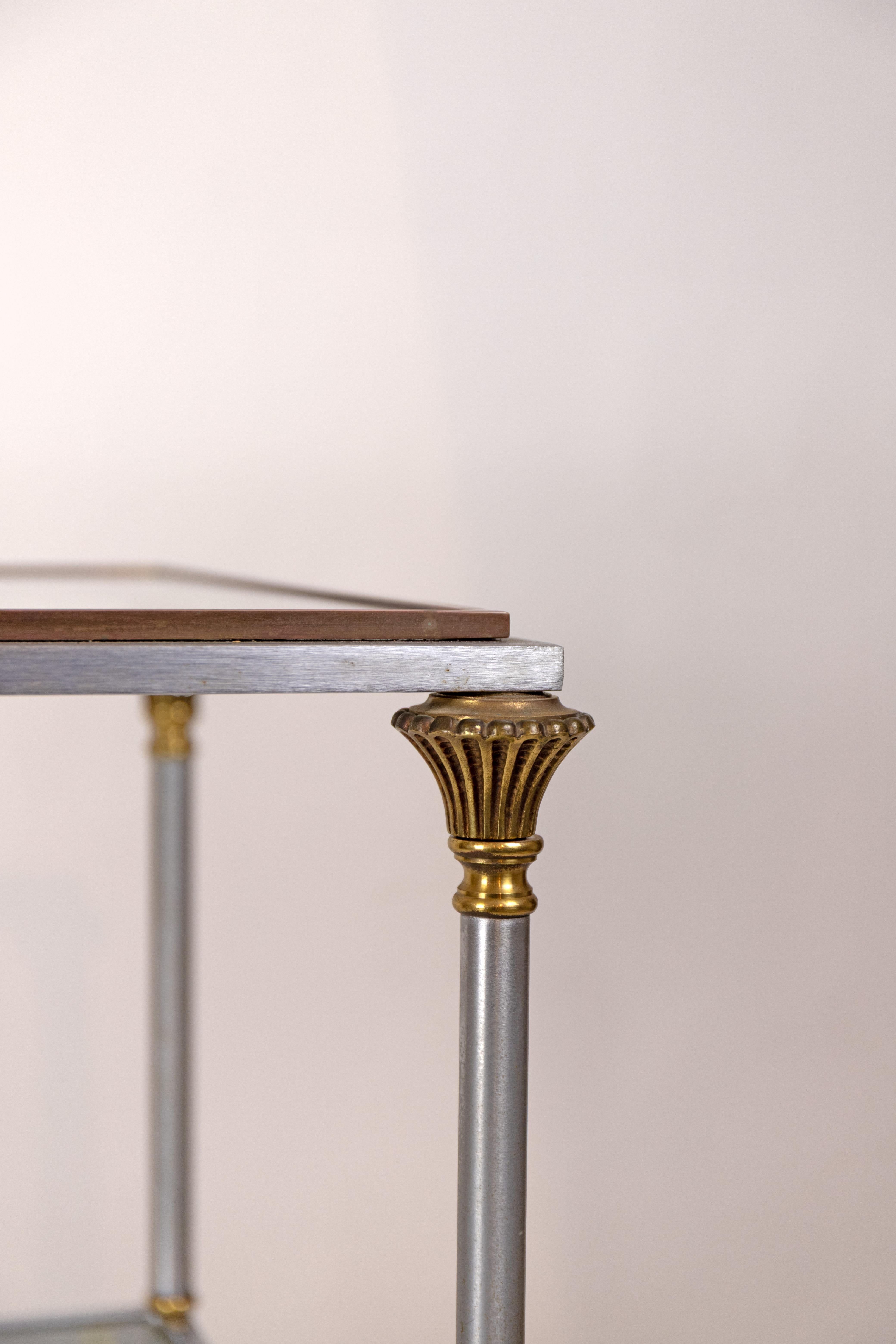 Chariot de style Jansen à deux niveaux en acier et bronze en vente 2