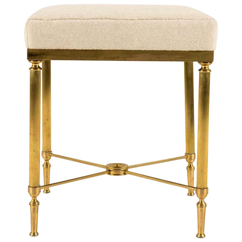 Jansen Style Vintage Neoclassical Brass Tabouret