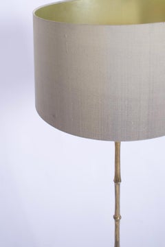 Jansen tripod faux bamboo solid brass floor lamp, 1960s