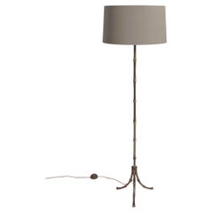 Jansen tripod faux bamboo solid brass floor lamp, 1960s