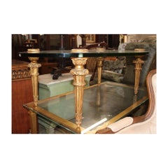 Jansen Vintage French Style Oval Glass Top Coffee Table