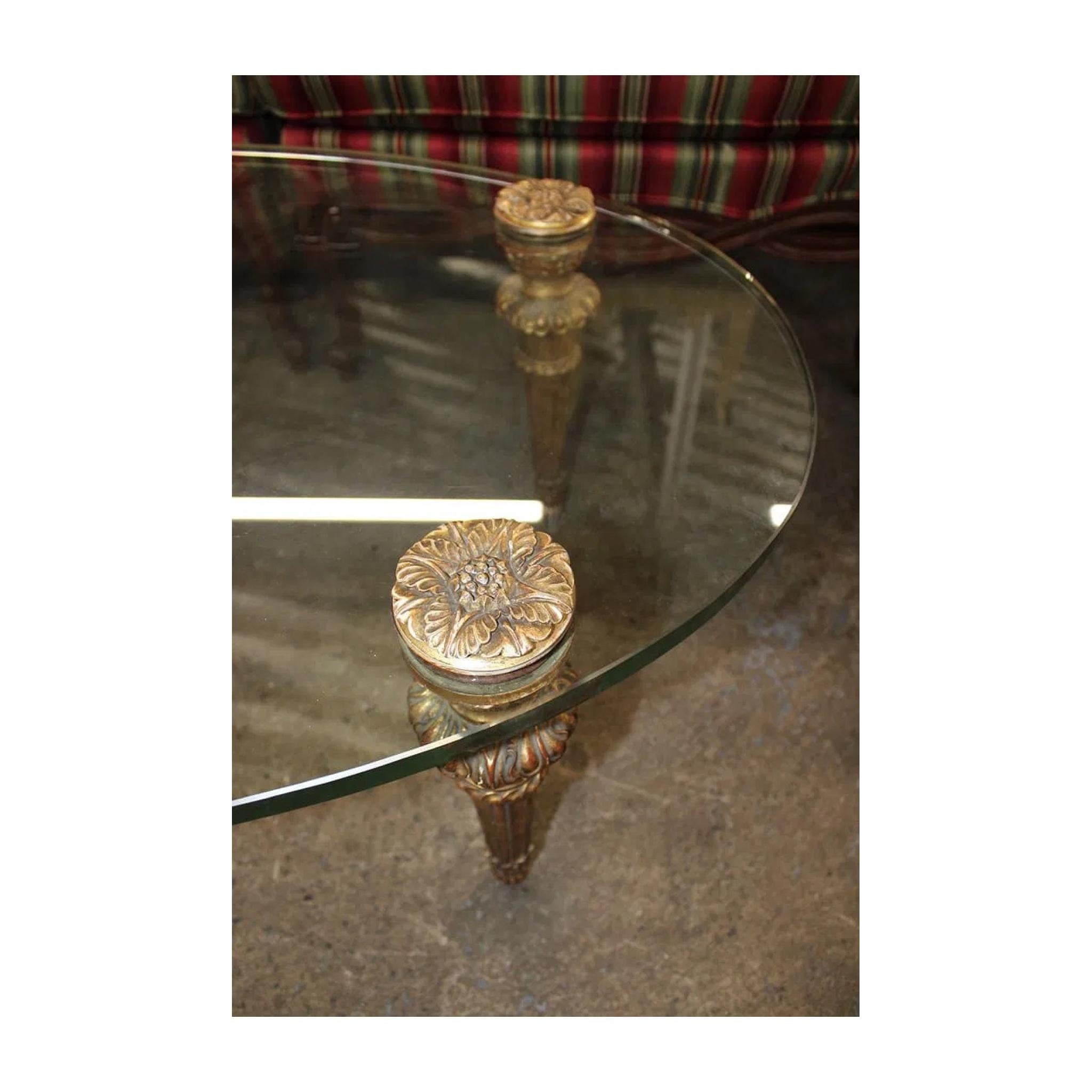 Jansen Vintage Französisch Stil Oval Glasplatte Couchtisch (Mitte des 20. Jahrhunderts) im Angebot