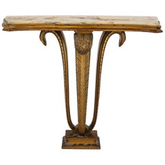 Jansen Wood and Marble Pedestal Console