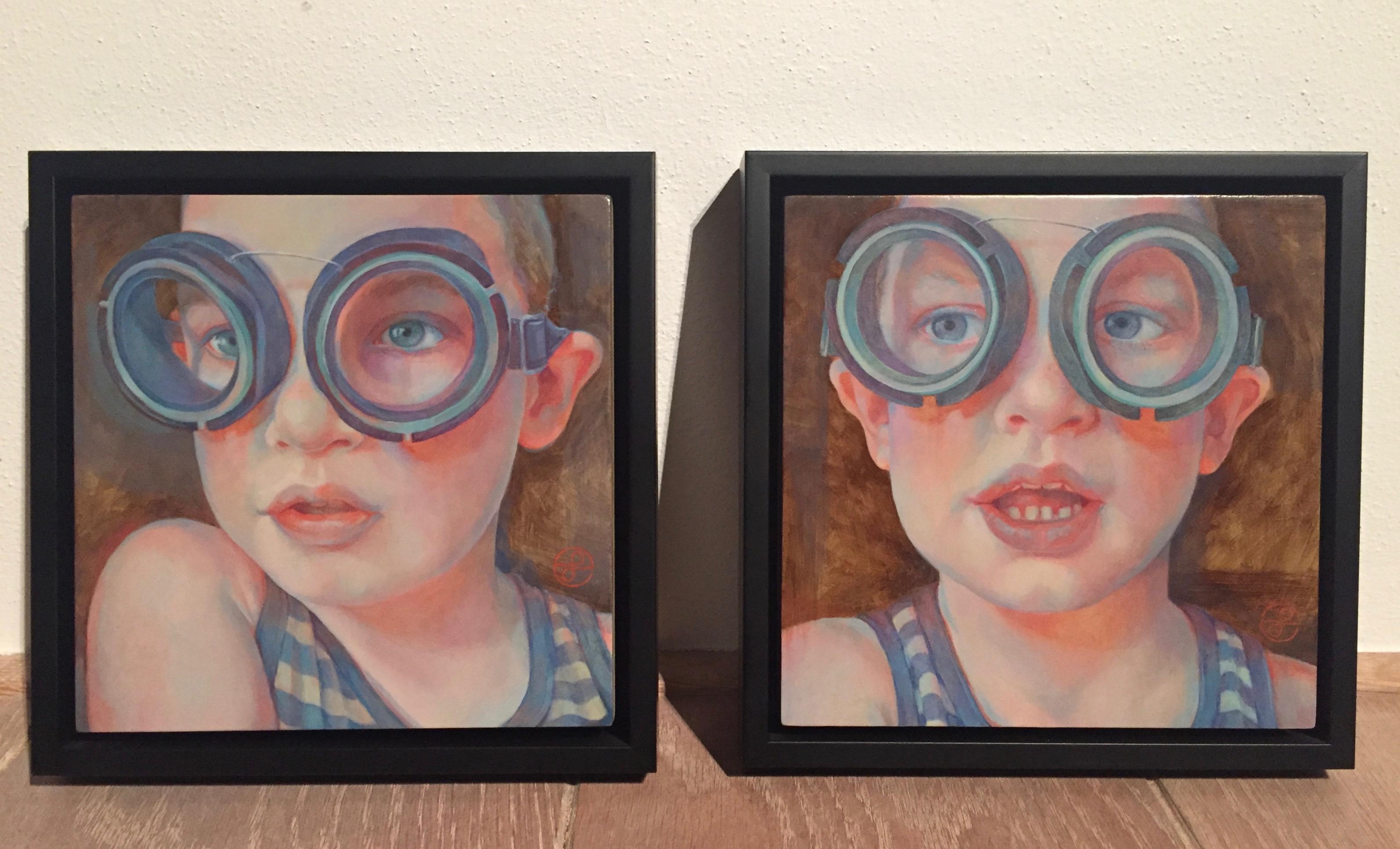 Diving Glasses I- 21st Century Contemporary Portrait Painting of a Boy 1