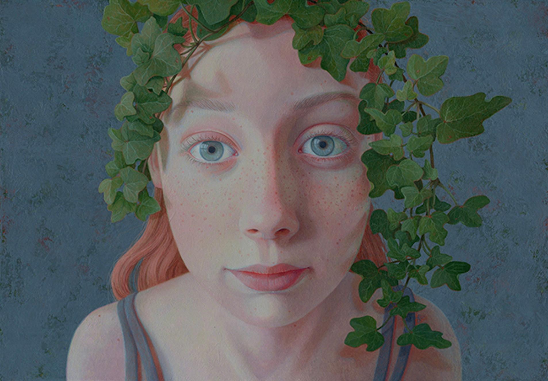 Figurative Painting de Jantina Peperkamp - Evy- Retrato contemporáneo del siglo XXI de una joven de bellos ojos