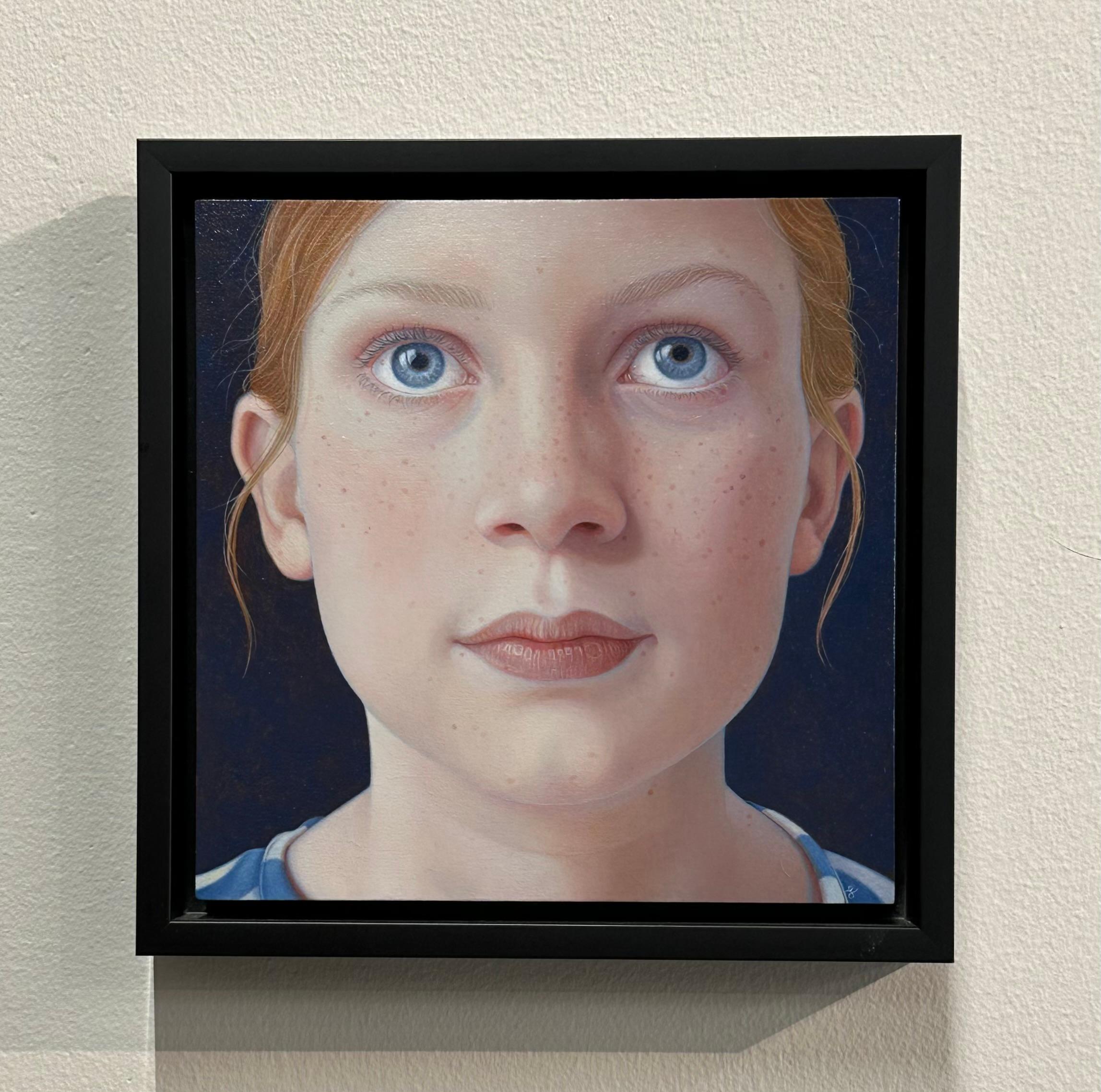 Imke- 21st Century Contemporary Portrait of a young Ginger Girl  - Gray Figurative Painting by Jantina Peperkamp