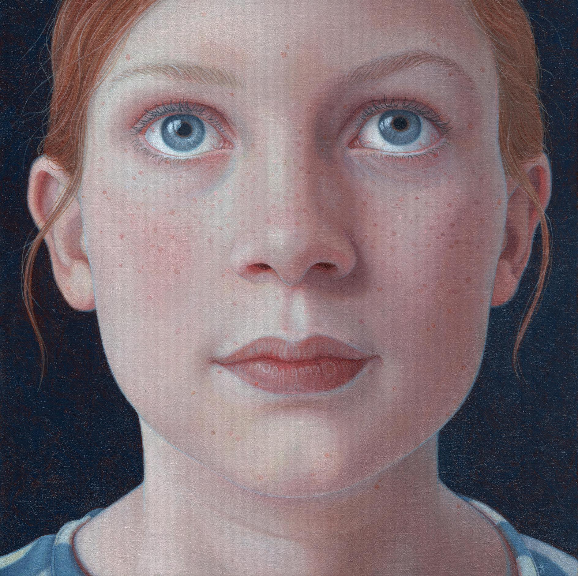 Figurative Painting Jantina Peperkamp - Imke - Portrait contemporain du 21e siècle d'une jeune fille rousse 
