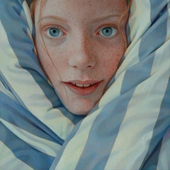 Mathilde- 21st- Century Contemporary Portrait of a girl wrapped in a blanket