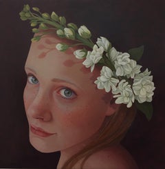Phoebe - 21st Cenury Contemporary Portrait of a Girl with flowers in her hair