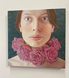 Regina delle rose - Ritratto contemporaneo del XXI secolo "Ragazza con collana di rose".