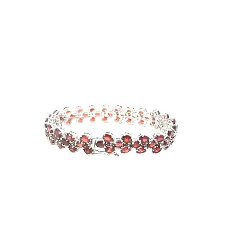 January Birthstone Natural Garnet Tennis Bracelet for Women in Sterling Silver For Sale 2