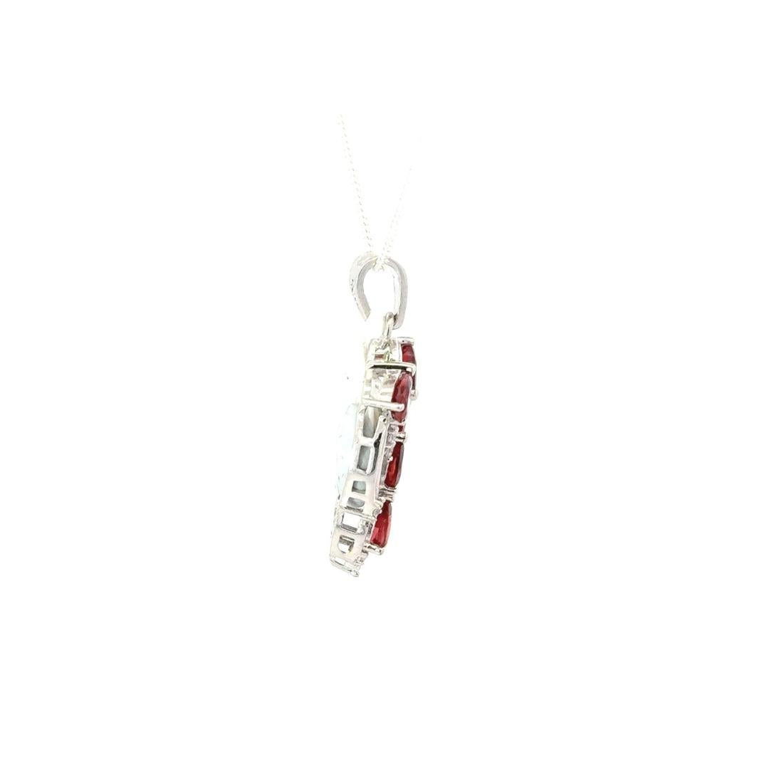 Colgante de plata de ley con flor de granate natural de la piedra de nacimiento de enero Regalo para mujer en Nuevo estado para la venta en New York, NY