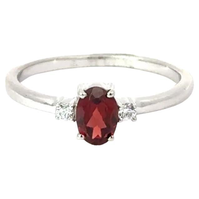 For Sale:  January Birthstone Oval Cut Garnet CZ Solitaire Ring Jewelry for Mom in Silver