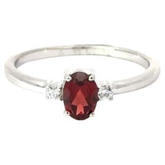 January Birthstone Oval Cut Garnet CZ Solitaire Ring Jewelry for Mom in Silver