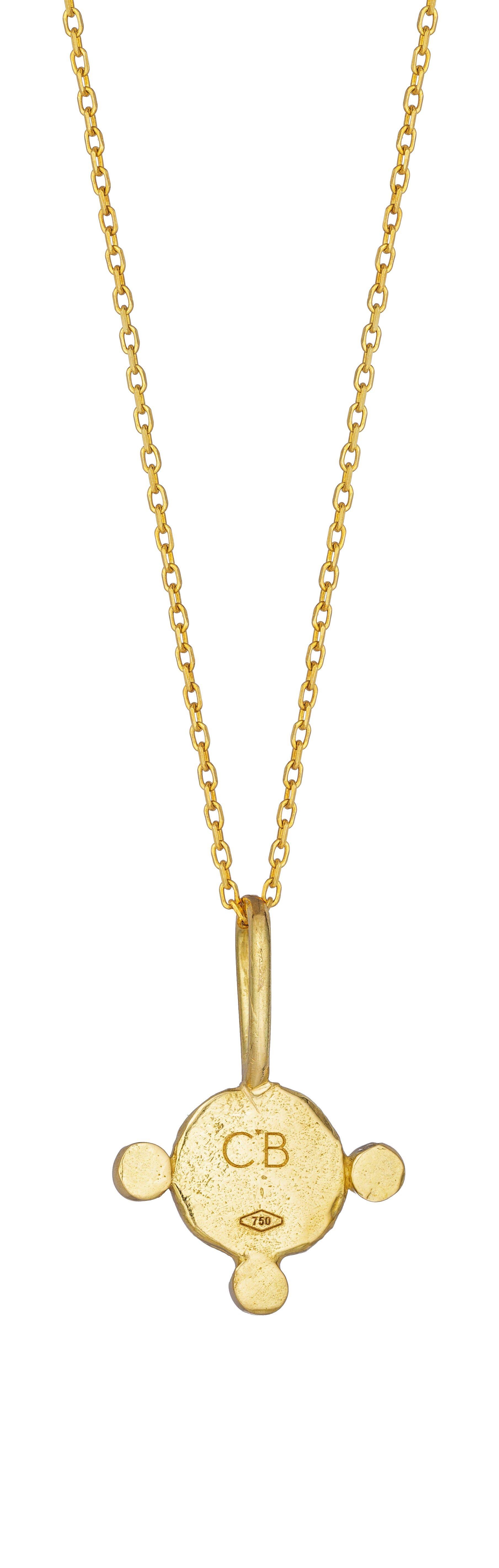 January Birthstone Pendant Necklace with Rainbow Garnet, 18 Karat Yellow Gold
Handcrafted and individually cast in 18-karat solid yellow gold. Olivia carves each piece from wax, making these pendants unique, which we believe is what gives them their