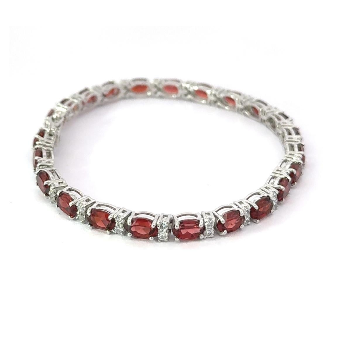 Art Deco 925 Silver Garnet January Birthstone Tennis Bracelet Antique Jewelry for Her For Sale