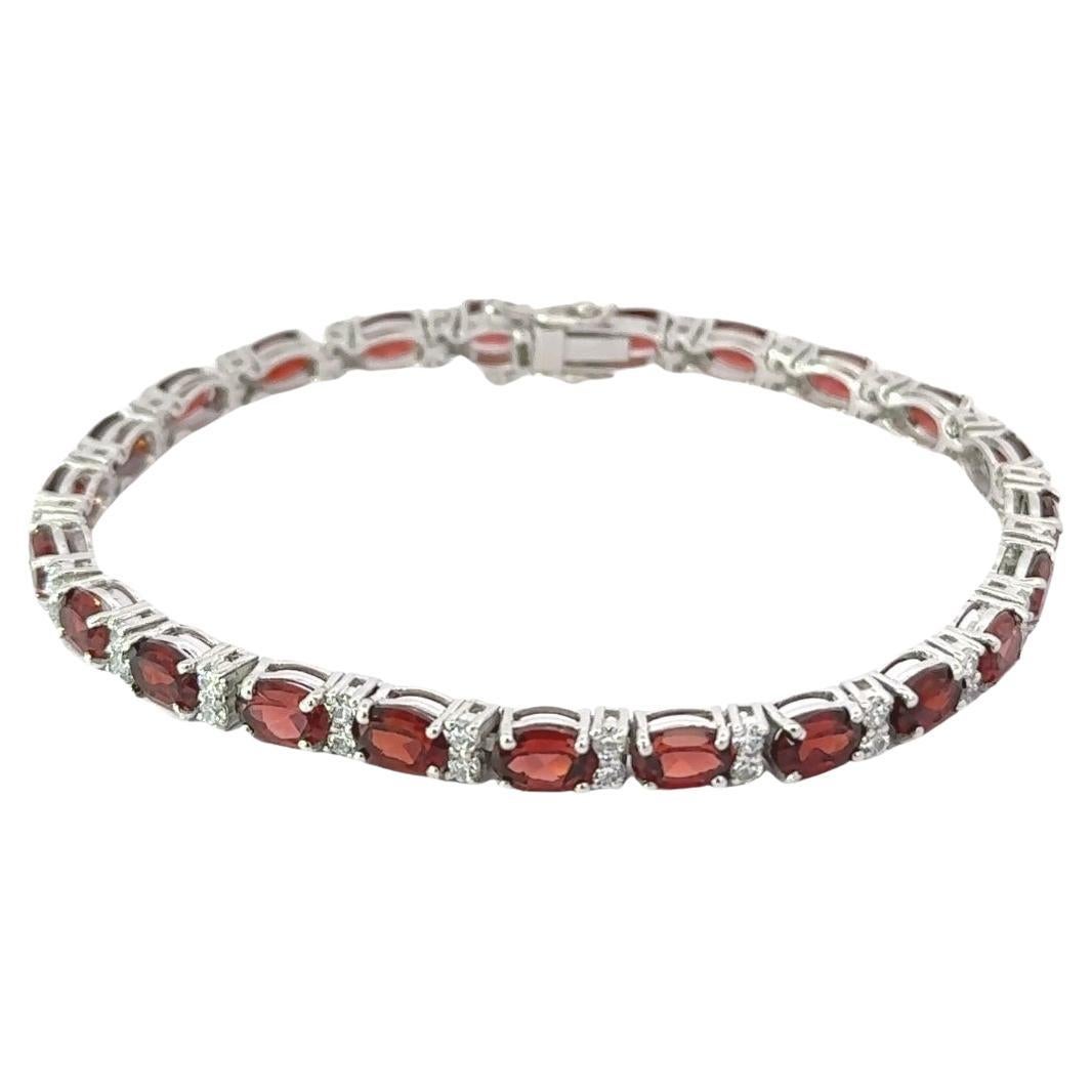 925 Silver Garnet January Birthstone Tennis Bracelet Antique Jewelry for Her For Sale
