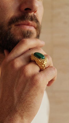 Janus Bifrons 18k Gold & Malachit Ring von Oltremare Gioielli, hergestellt in Italien