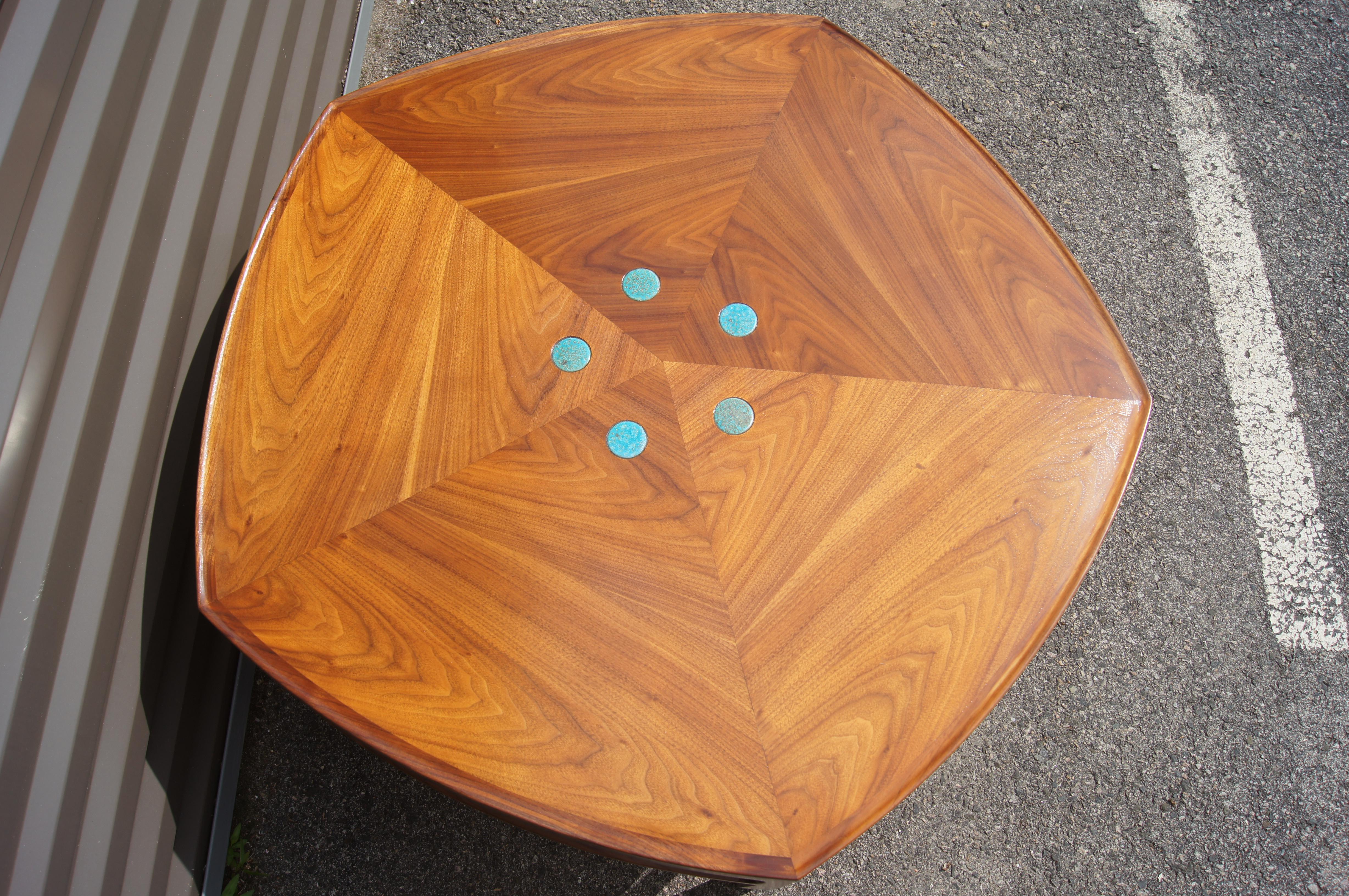 Mid-Century Modern Pentagonal Janus Coffee Table with Natzler Tiles by Edward Wormley for Dunbar For Sale