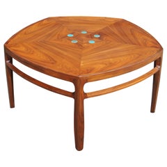 Pentagonal Janus Coffee Table with Natzler Tiles by Edward Wormley for Dunbar