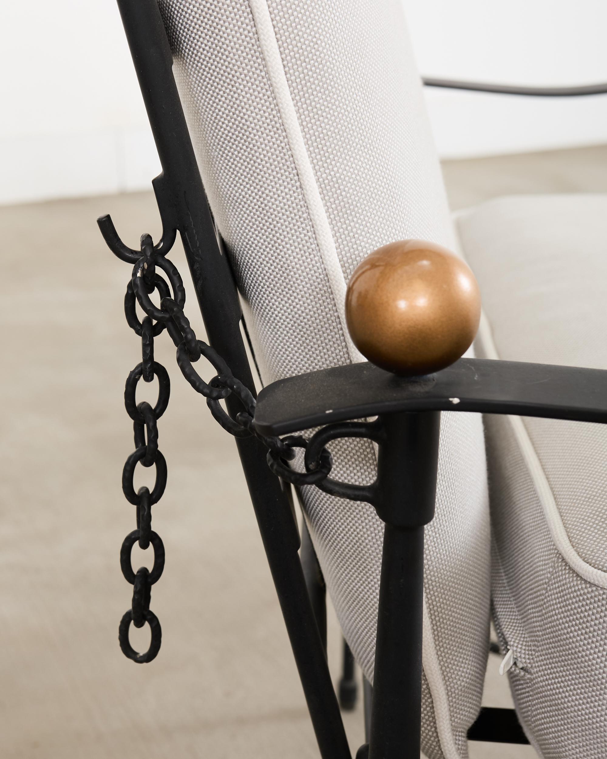 Janus et Cie Amalfi Chain Back Lounge Chair and Ottoman After Papperzini en vente 2