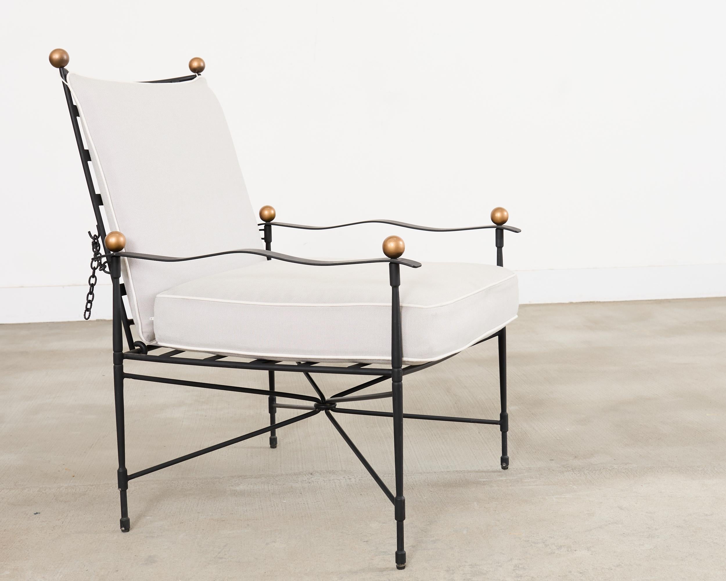 Mid-Century Modern Janus et Cie Amalfi Chain Back Lounge Chair and Ottoman After Papperzini en vente
