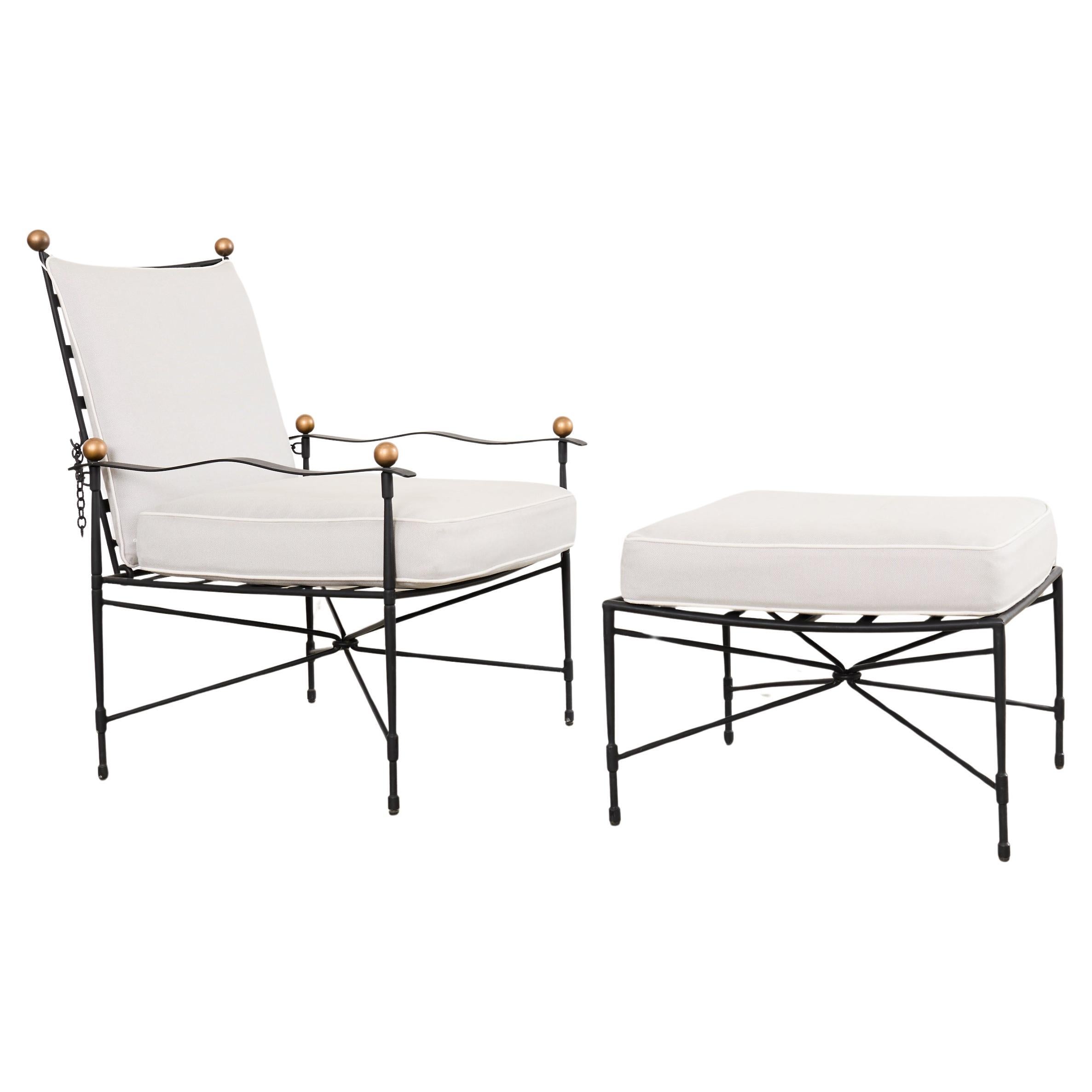 Janus et Cie Amalfi Chain Back Lounge Chair and Ottoman After Papperzini en vente
