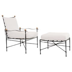 Janus et Cie Amalfi Chain Back Lounge Chair and Ottoman After Papperzini
