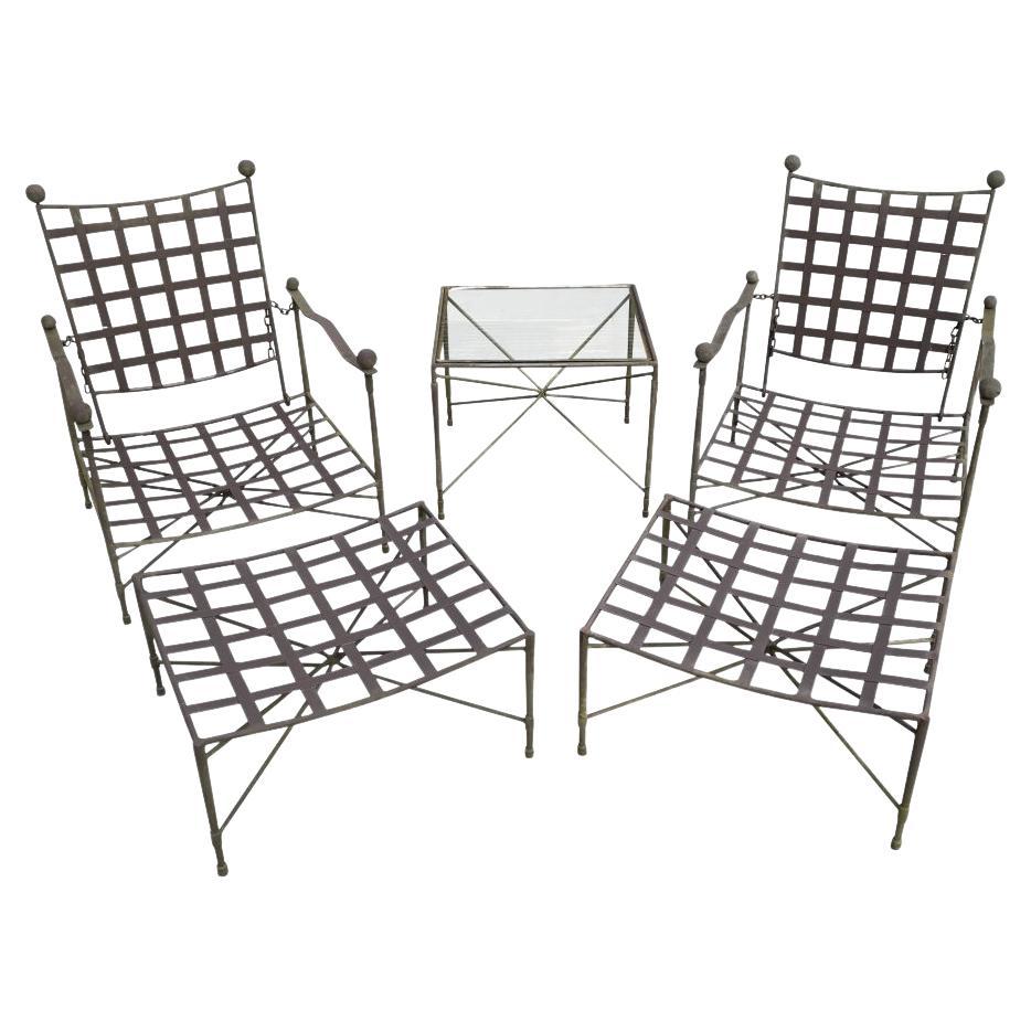 Groupe en fer Janus Et Cie avec chaises longues, ottomans et table