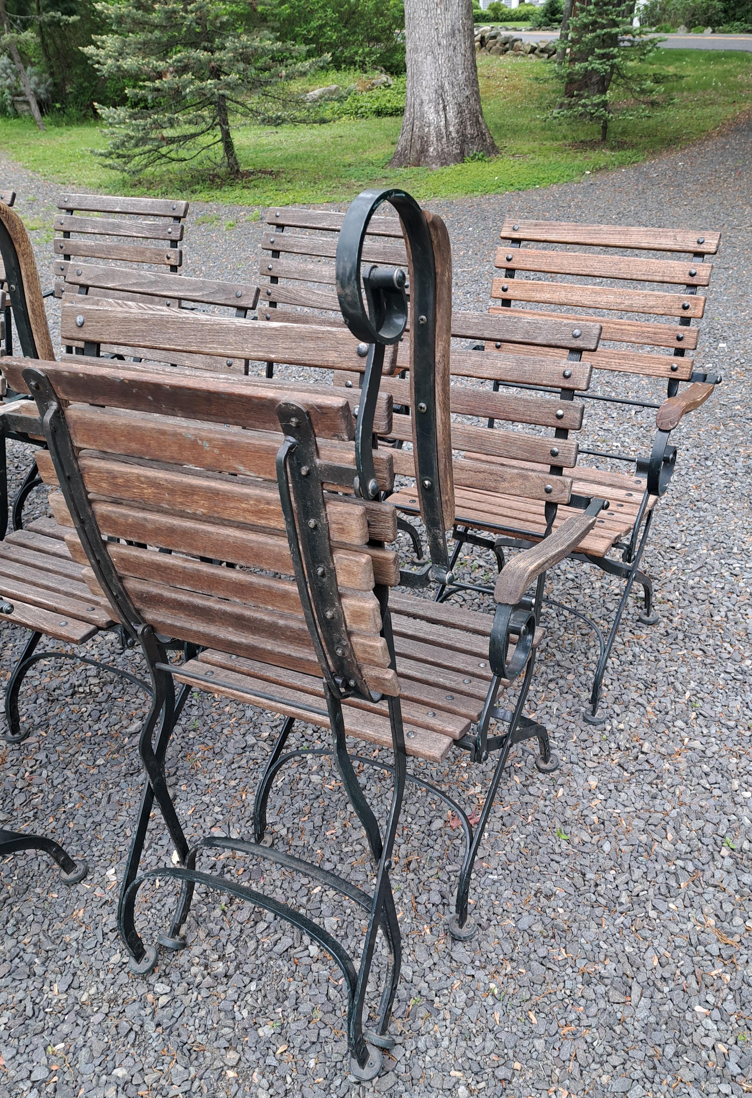 Janus et Cie Weishaupl Sedie da Giardino Pieghevoli in Ferro e Wood Set di Dodici in vendita 3