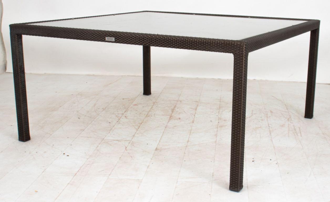 Unknown Janus et Cie Woven & Glass Outdoor Table, 21st C For Sale