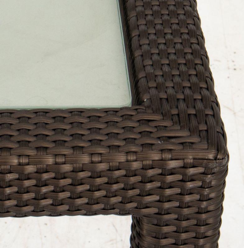 Janus et Cie Woven & Glass Outdoor Table, 21st C In Good Condition For Sale In New York, NY