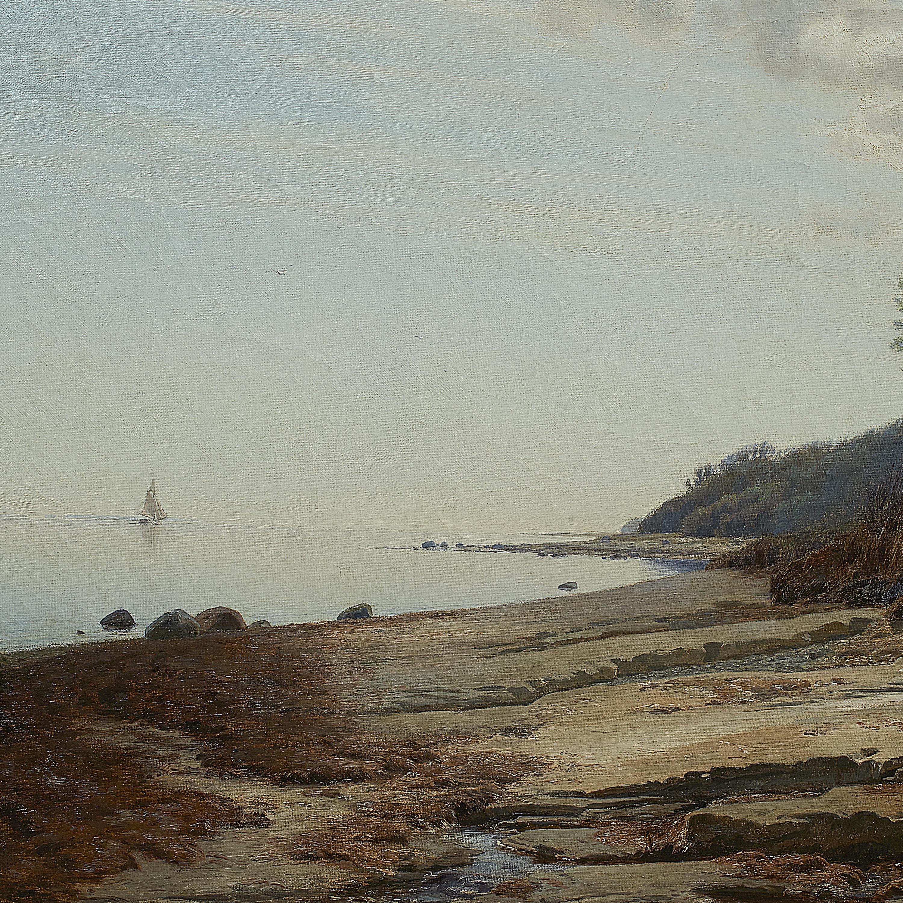 Danish Janus La Cour, Coastal Oil Painting from Helgenæs, Denmark