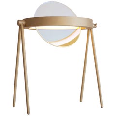 Janus Table Lamp in Brass and Blue-Orange Dichroic Glass by Trueing