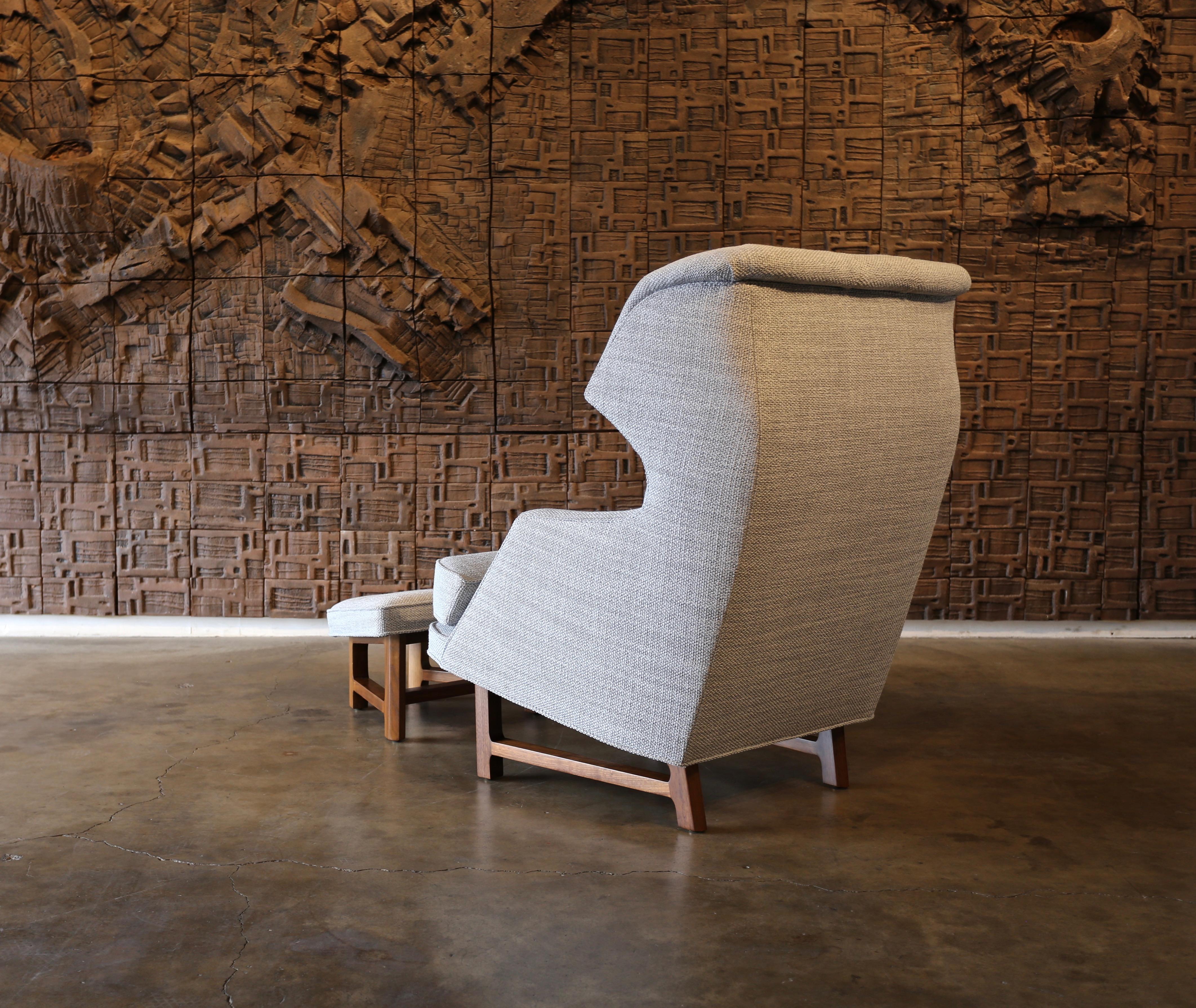 American Janus Wing Chair and Ottoman by Edward Wormley for Dunbar, circa 1957