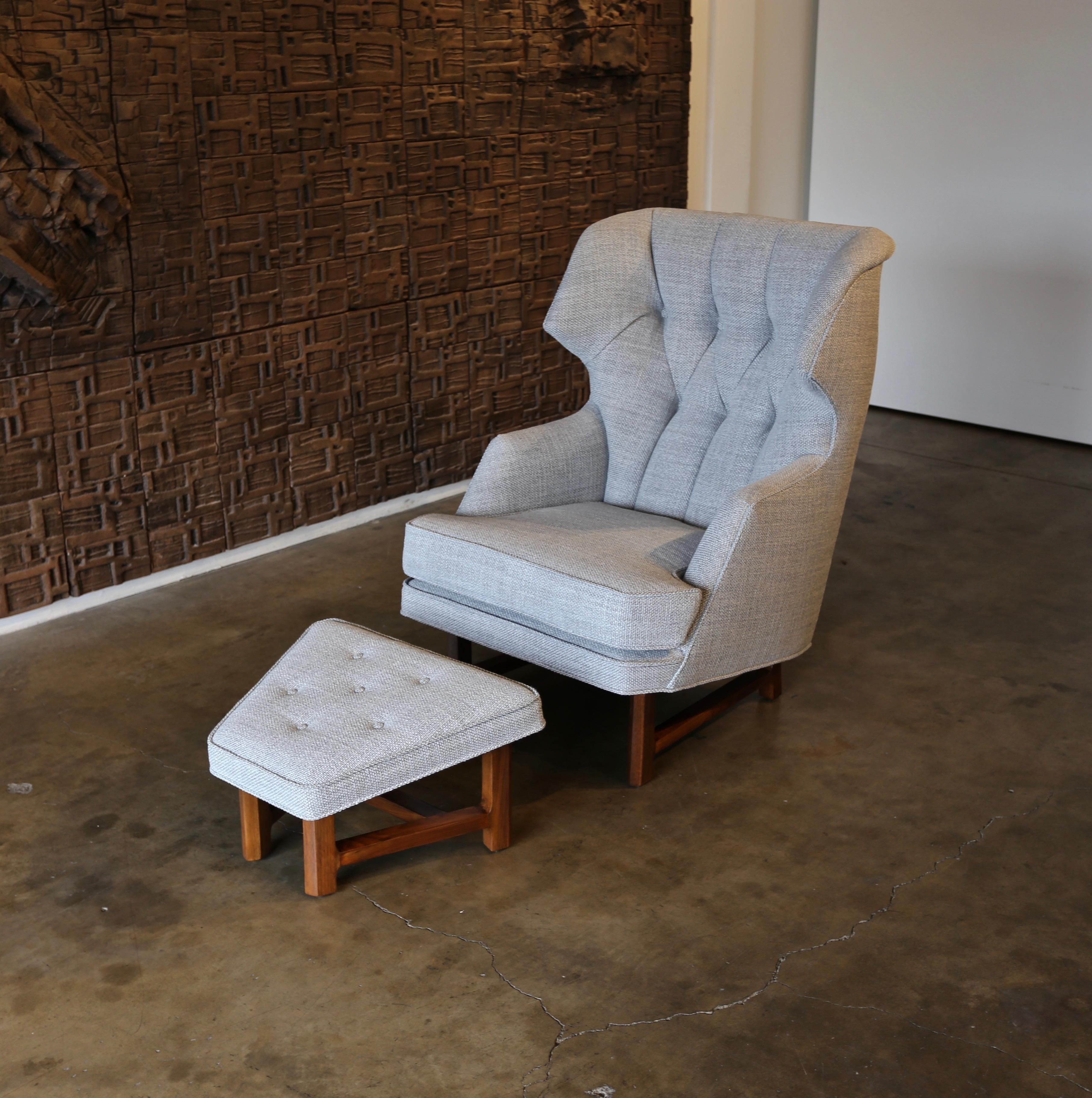 20th Century Janus Wing Chair and Ottoman by Edward Wormley for Dunbar, circa 1957