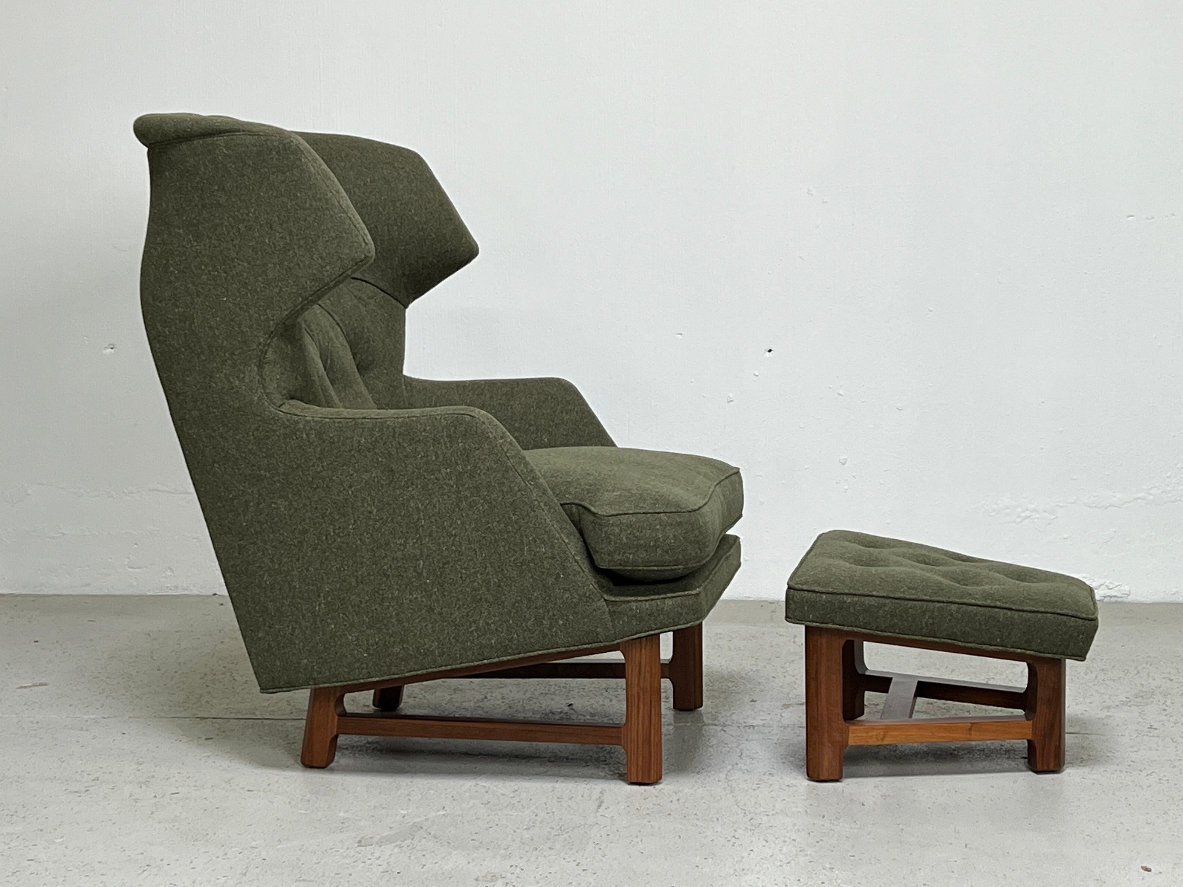 Janus Wing Chair and Ottoman by Edward Wormley for Dunbar In Good Condition In Dallas, TX