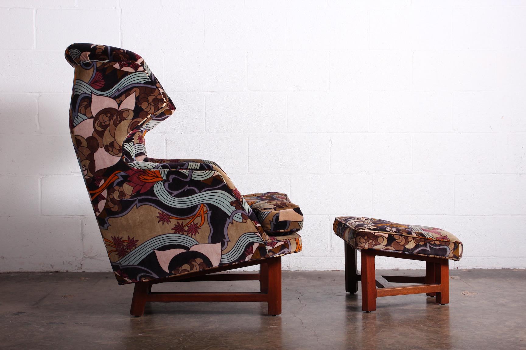 Mid-20th Century Janus Wing Chair and Ottoman by Edward Wormley for Dunbar