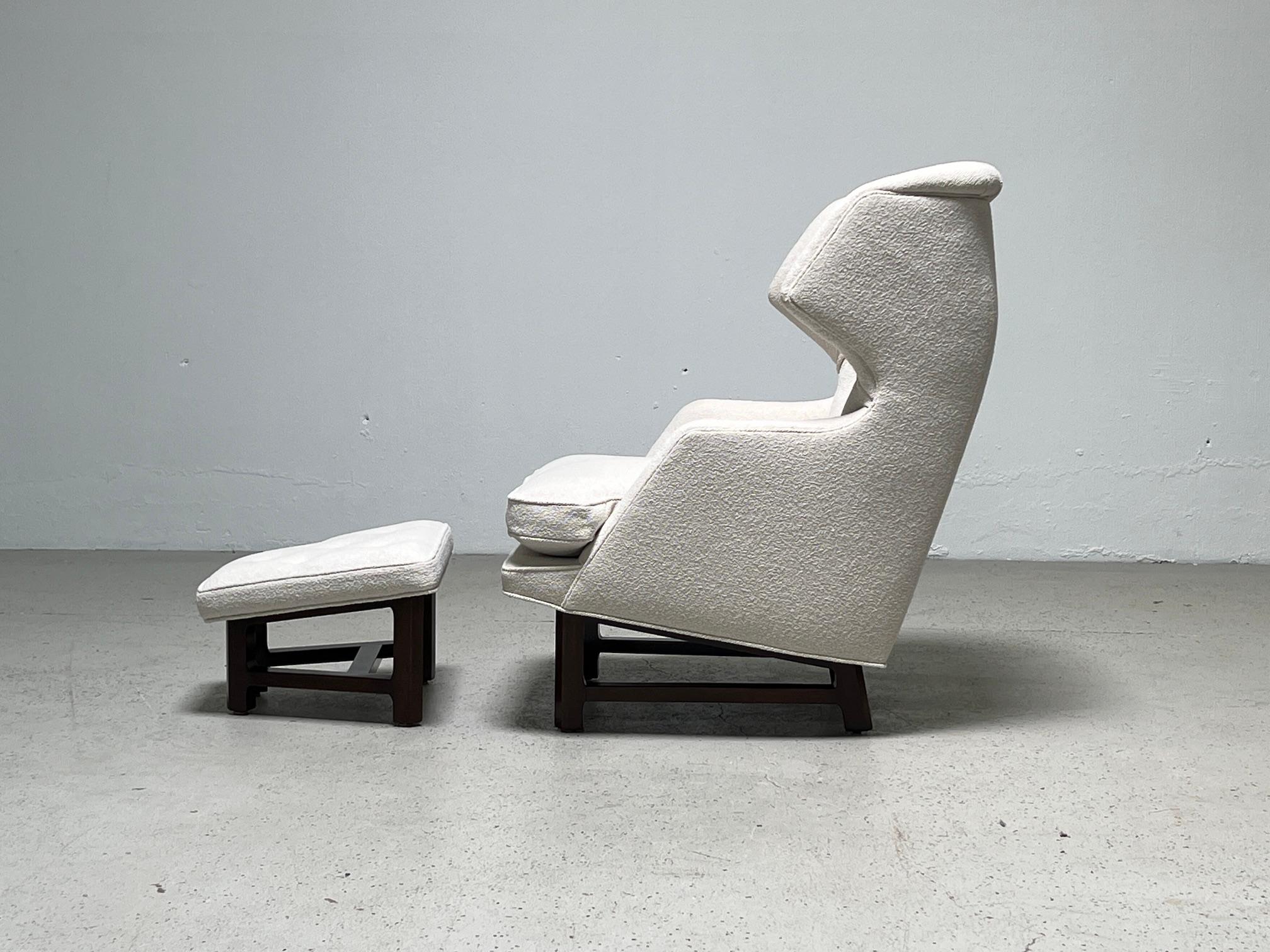Mid-20th Century Janus Wing Chair and Ottoman by Edward Wormley for Dunbar