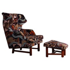 Janus Wing Chair and Ottoman by Edward Wormley for Dunbar