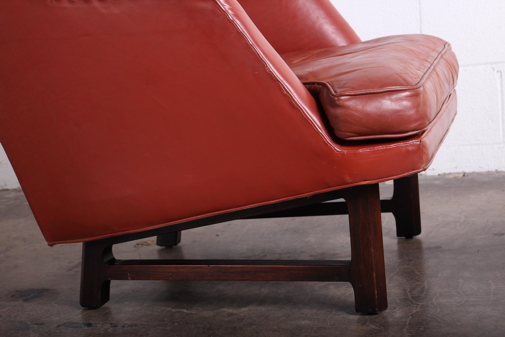 Janus Wing Chair and Ottoman by Edward Wormley for Dunbar in Original Leather 6