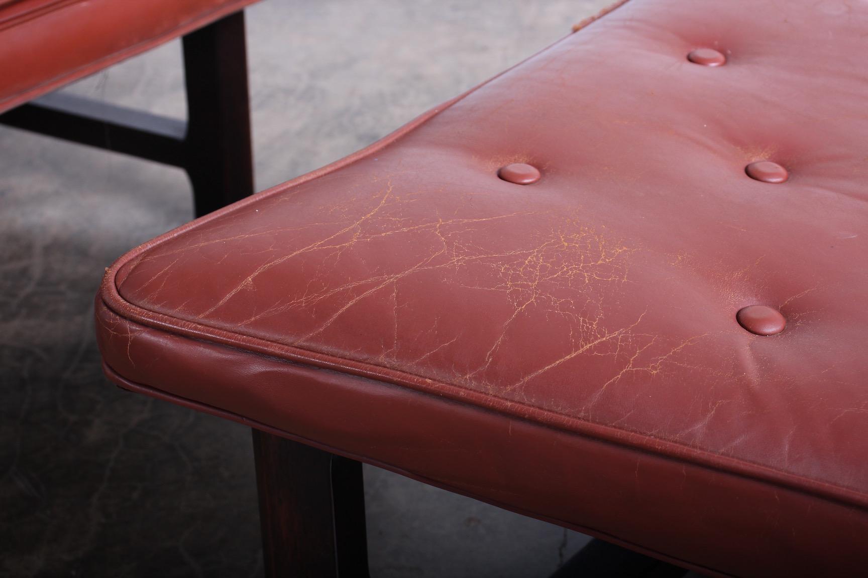 Janus Wing Chair and Ottoman by Edward Wormley for Dunbar in Original Leather 1