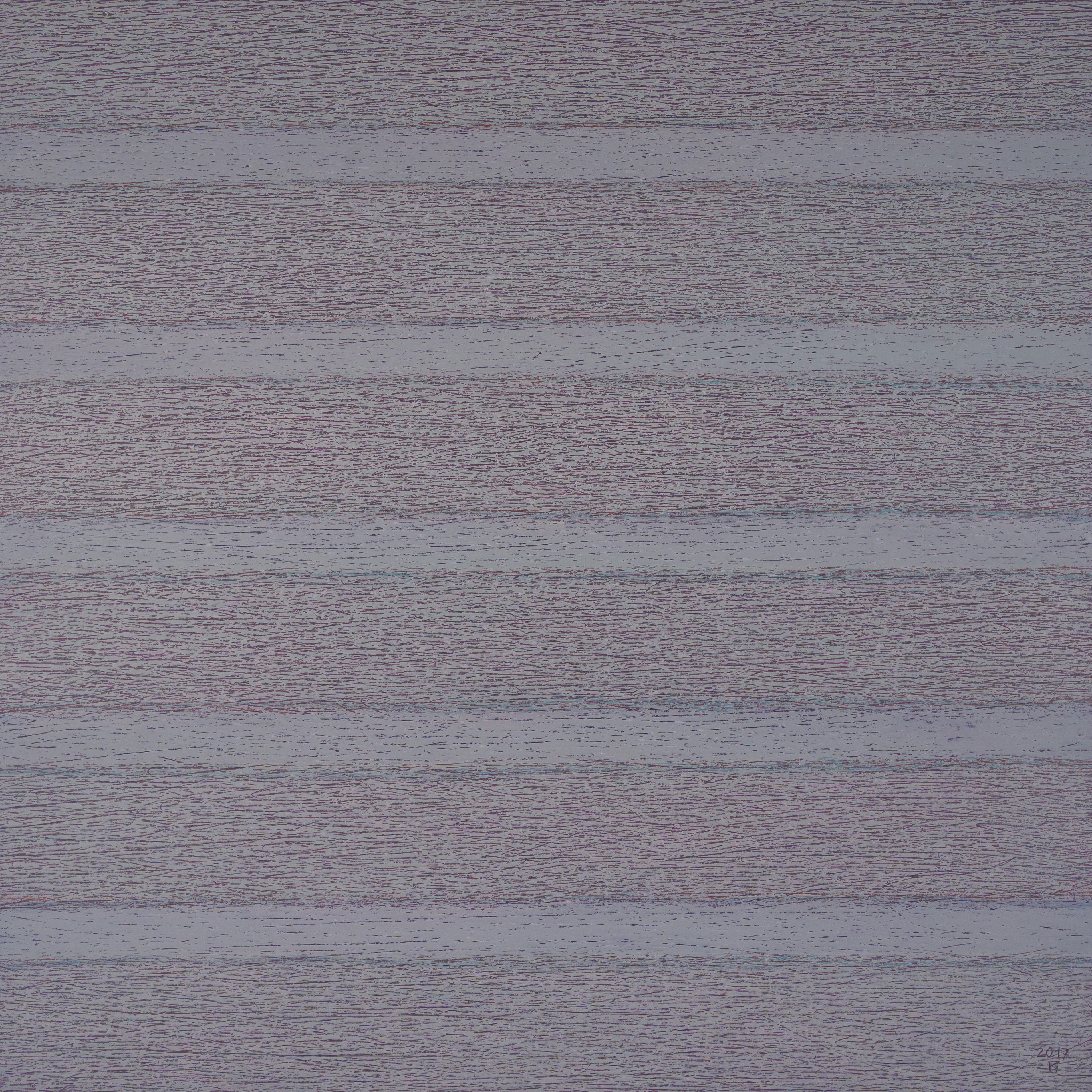 5 Linien – 2 – zeitgenössisches, abstraktes, pastellfarbenes Ölgemälde, gerahmt (Grau), Abstract Painting, von Janusz Kokot