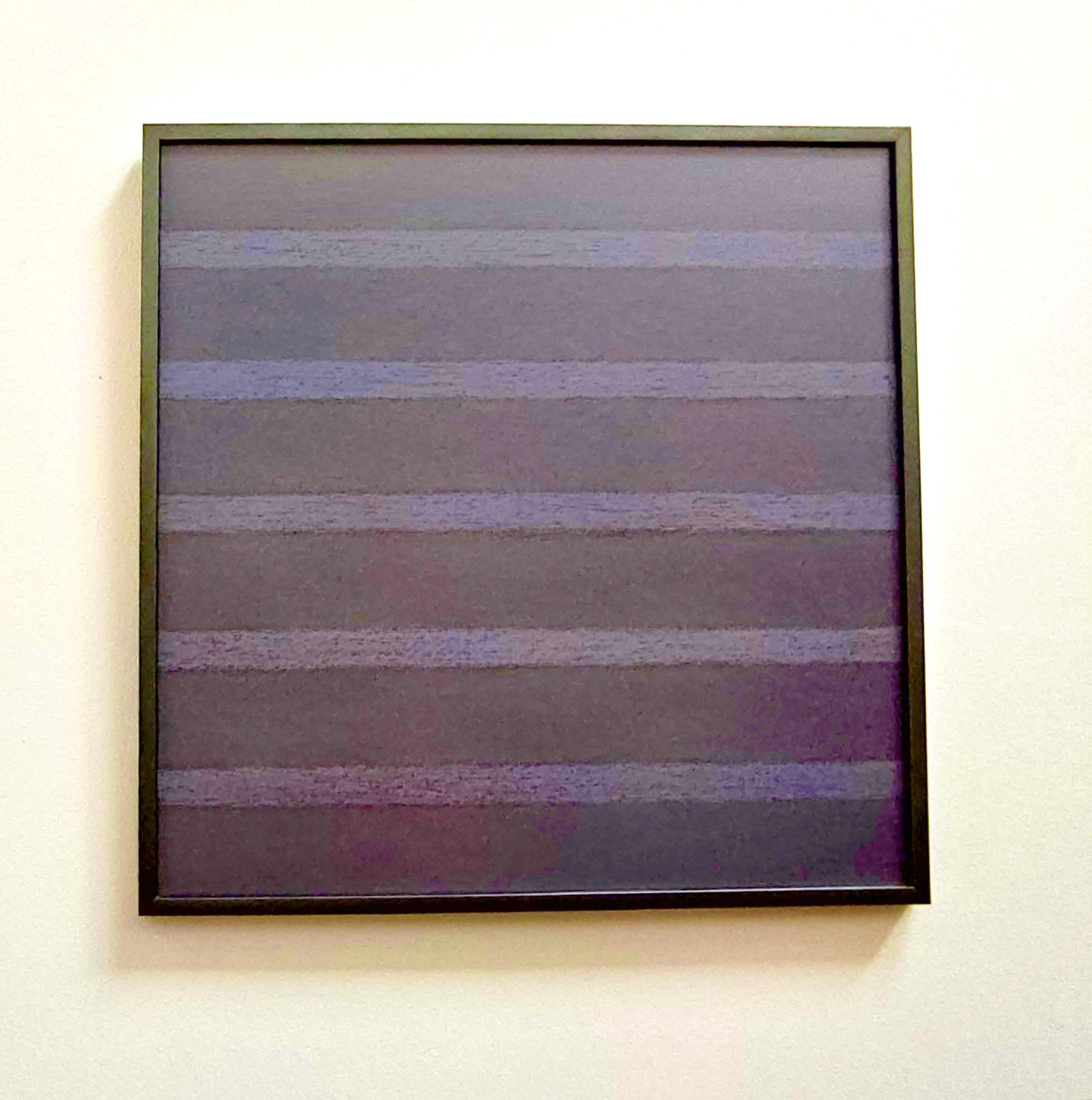 5 Lines - 3 - Peinture à l'huile abstraite contemporaine minimaliste au pastel, encadrée